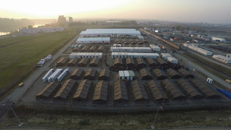 Aerial view of refugee camp