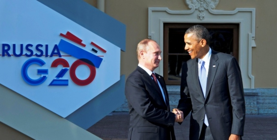 Russian President Vladimir Putin and U.S. President Barack Obama at the G20 Summit in St. Petersburg, September 5, 2013. (UN Photo/Eskinder Debebe)