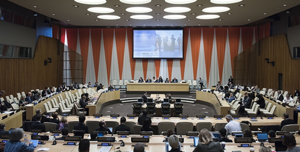 A view of the informal interactive consultation on the World Summit on the Information Society. This informal interactive consultation with stakeholders from the technical community, private sector, academia and civil society takes place at UN Headquarters ahead of the WSIS+10 High-Level Meeting in December 2015. (UN Photo/Kim Haughton)