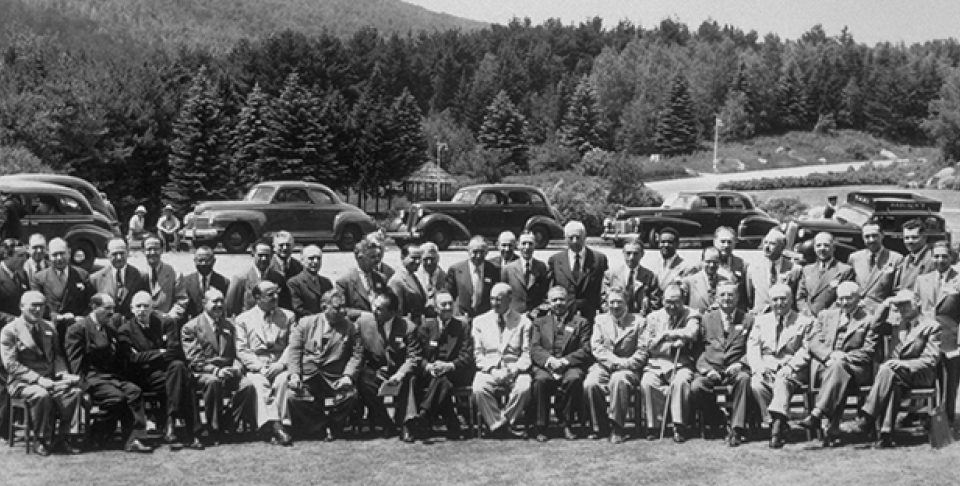 Pictured at the 1944 international monetary conference at Bretton Woods, N.H., are the chairs of each delegation. (AP Photo)