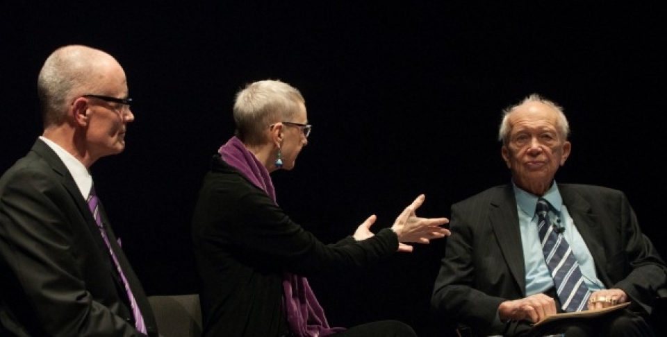 From left to right, James Blight, janet Lang and Sergei Khrushchev discuss JFK, Nikita Khrushchev and what they might have accomplished. (Lisa Malleck/CIGI)