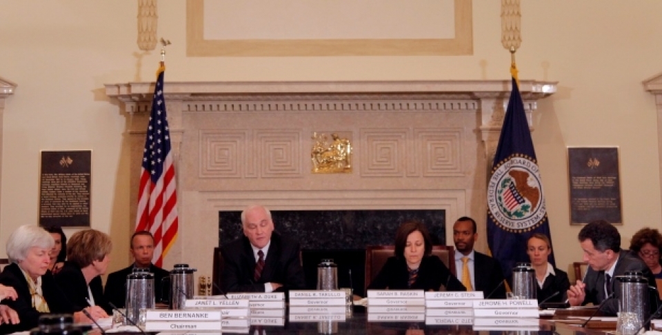 A meeting of the Federal Reserve Board of Governors at the Federal Reserve in Washington. (AP Photo/Charles Dharapak)