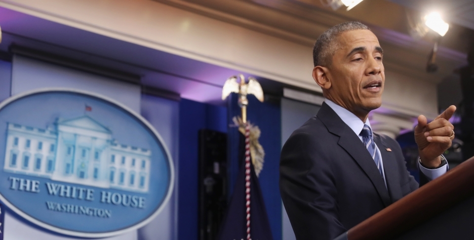 US President Barack Obama in the briefing room of the White House (AP Photo/Andrew Harnik)