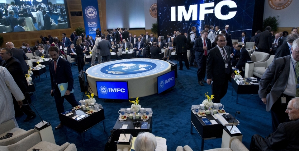 International Monetary and Financial Committee conference at World Bank/IMF Annual Meetings in Washington, Saturday, Oct. 14, 2017. ( AP Photo/Jose Luis Magana)