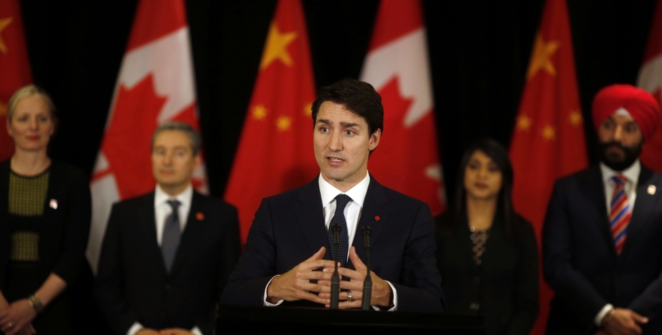 Canadian Prime Minister Justin Trudeau speaks to the media in China on December 5, 2017. (AP Photo/Ng Han Guan)