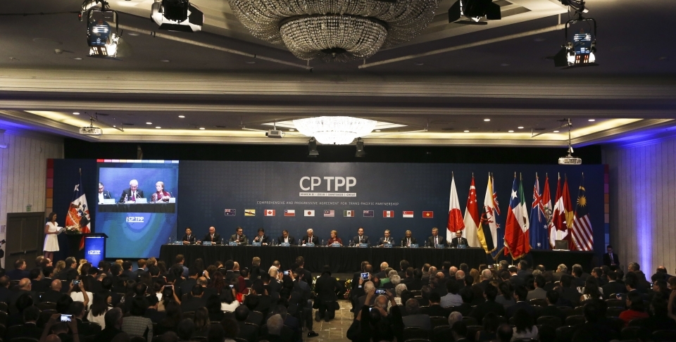 Representatives from 11 countries take part in the Comprehensive and Progressive Agreement for Trans-Pacific Partnership signing ceremony on March 8, 2018. (AP Photo/Esteban Felix)