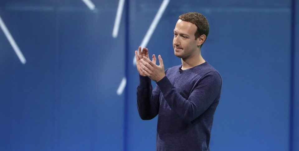 Facebook CEO Mark Zuckerberg makes the keynote address at F8, Facebook's developer conference, May 1, 2018. (AP Photo/Marcio Jose Sanchez)