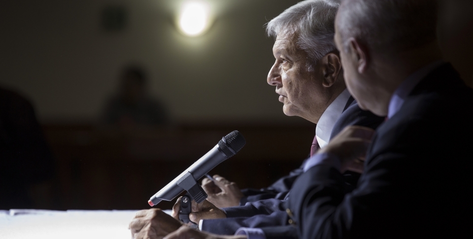 Mexico's President-elect Andres Manuel Lopez Obrador gives a press conference in Mexico City on July 5, 2018. (AP Photo/Moises Castillo)