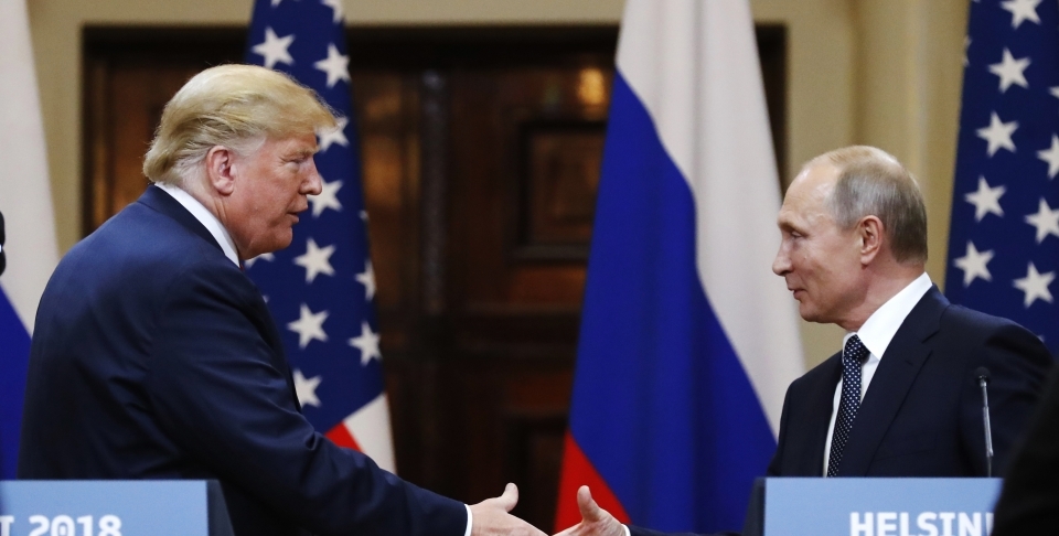 US President Donald Trump and Russian President Vladimir Putin meet in Helsinki, Finland, July 16, 2018. (AP Photo/Pablo Martinez Monsivais)