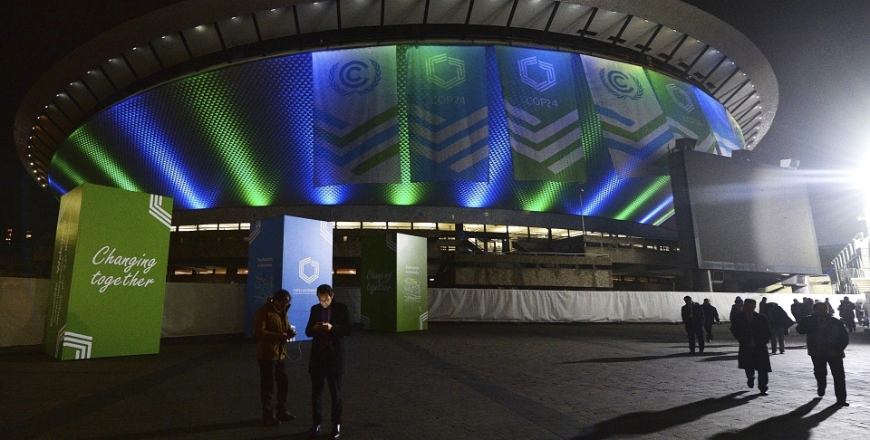 Participants in the United Nations climate talks leave the venue at the end of the day's session in Katowice, Poland, on December 12, 2018. (AP Photo/Czarek Sokolowski)