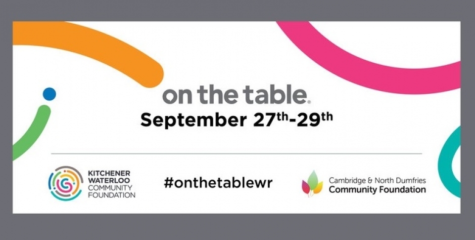 Promotional image for "On the Table" events (Kitchener Waterloo Community Foundation)