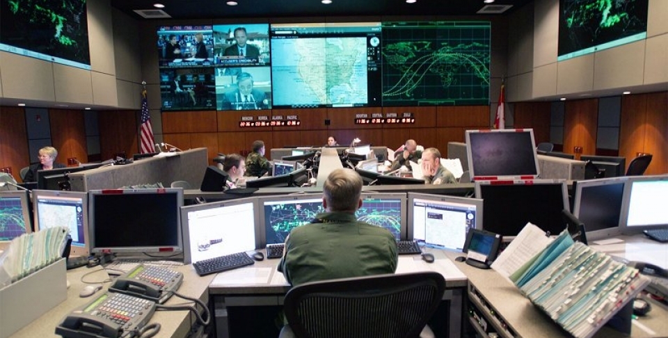 NORAD Tactical Operations Center, (NORAD, marked as public domain - Wikimedia Commons)
