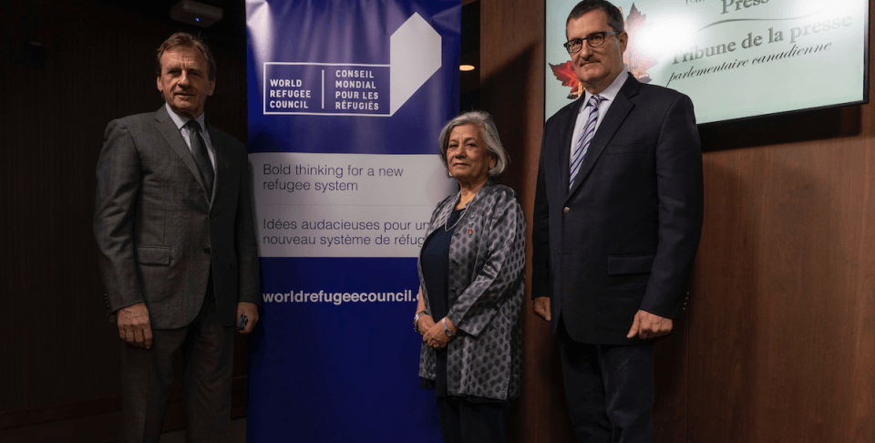 Former Canadian Justice Minister Allan Rock, Senator Ratna Omidvar and CIGI's Fen Osler Hampson — all members of the World Refugee Council — were on hand to announce a new bill that would allow the seized assets of corrupt foreign dictators to be repurposed to help refugees.