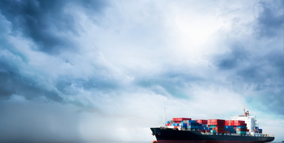 Ocean freighter carrying cargo containers