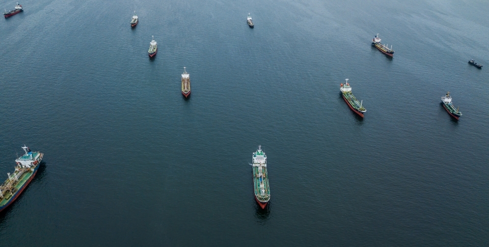 Crude oil tankers in port. (Shutterstock)