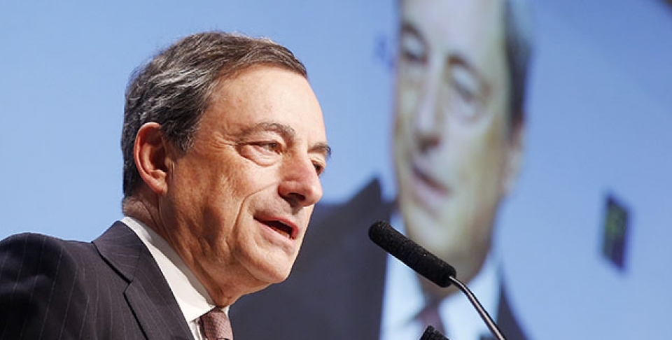 European Central Bank President Mario Draghi delivers a speech at the European Banking Congress in Frankfurt, Germany. (AP Photo/Michael Probst, File)