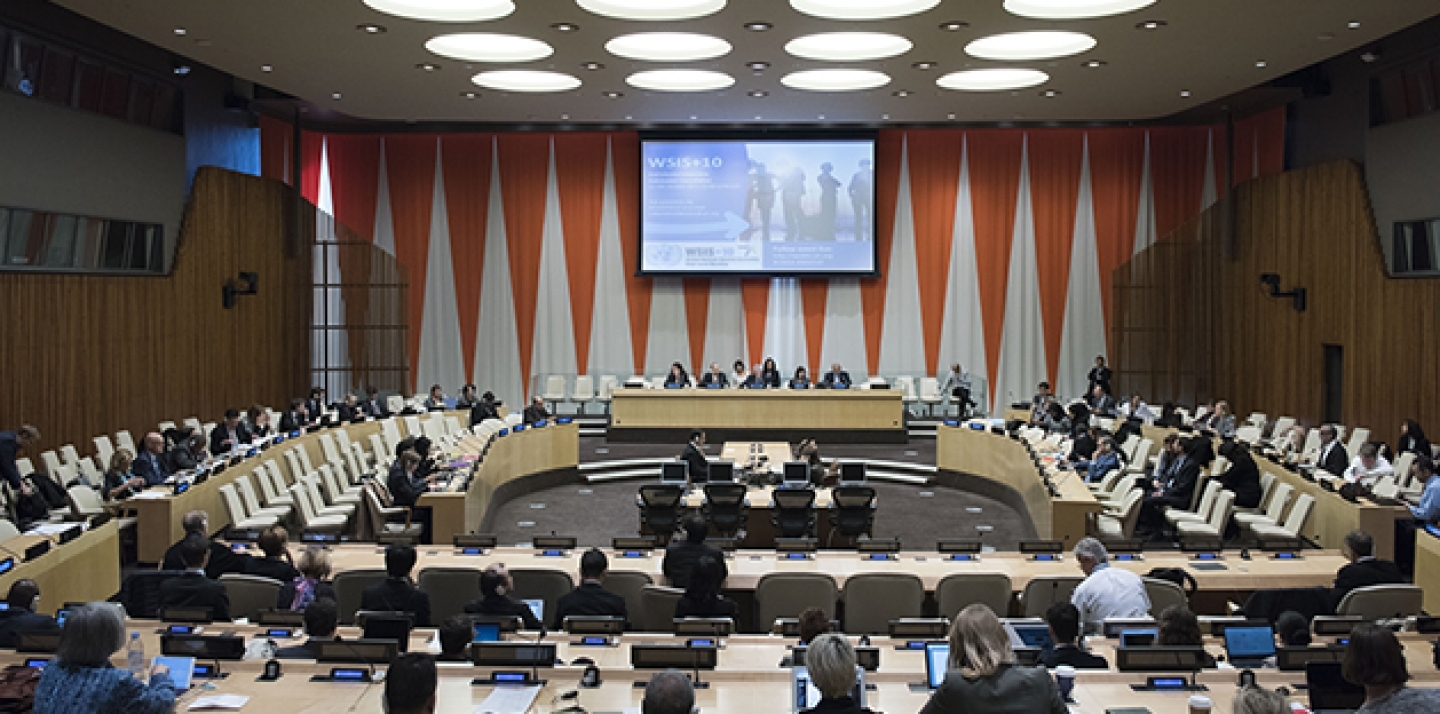 A view of the informal interactive consultation on the World Summit on the Information Society. This informal interactive consultation with stakeholders from the technical community, private sector, academia and civil society takes place at UN Headquarters ahead of the WSIS+10 High-Level Meeting in December 2015. (UN Photo/Kim Haughton)