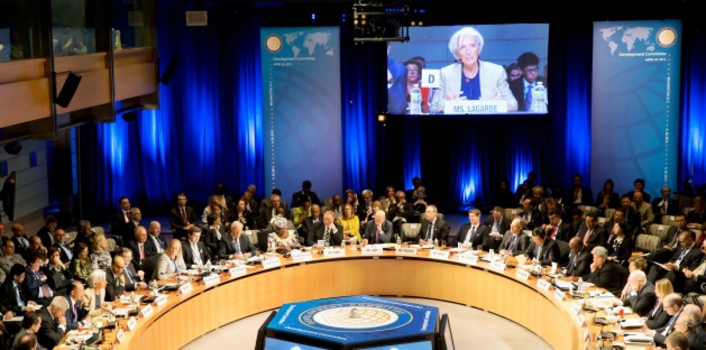 IMF Managing Director Christine Lagarde addresses the Development Committe April 20, 2013 at the World Bank Headquarters in Washington, DC. (IMF Photograph/Stephen Jaffe)