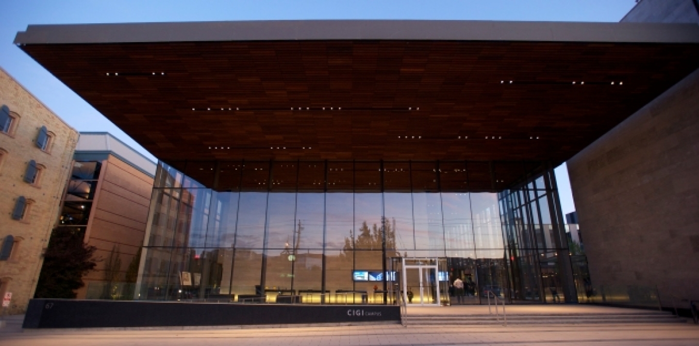 The front facade of the CIGI Campus, the future home of the Centre for International Law in the Global Economy (Lisa Malleck/CIGI Photo).