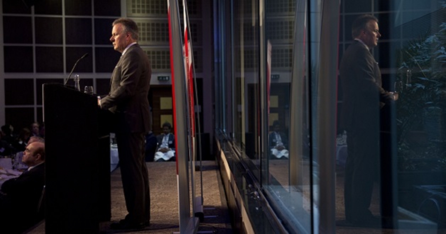 Stephen S. Poloz, the Governor of the Bank of Canada, gives a speech to the Canada-United Kingdom Chamber of Commerce in London, Thursday, March 26, 2015. (AP Photo/Matt Dunham)
