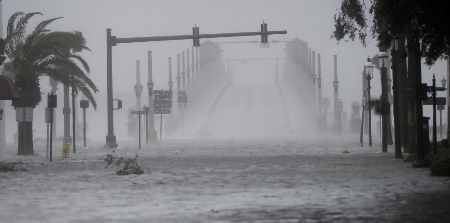 Wind and water from Hurricane Matthew batter downtown St. Augustine, Fla., Friday, Oct. 7, 2016. (AP Photo/John Bazemore)