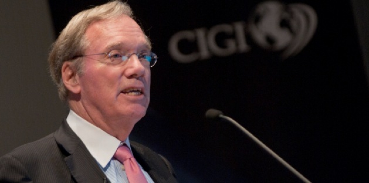 C. Fred Bergsten addresses the audience in his CIGI Signature Lecture "Currency Wars and Reform of the International Monetary System." (Lisa Malleck/CIGI)