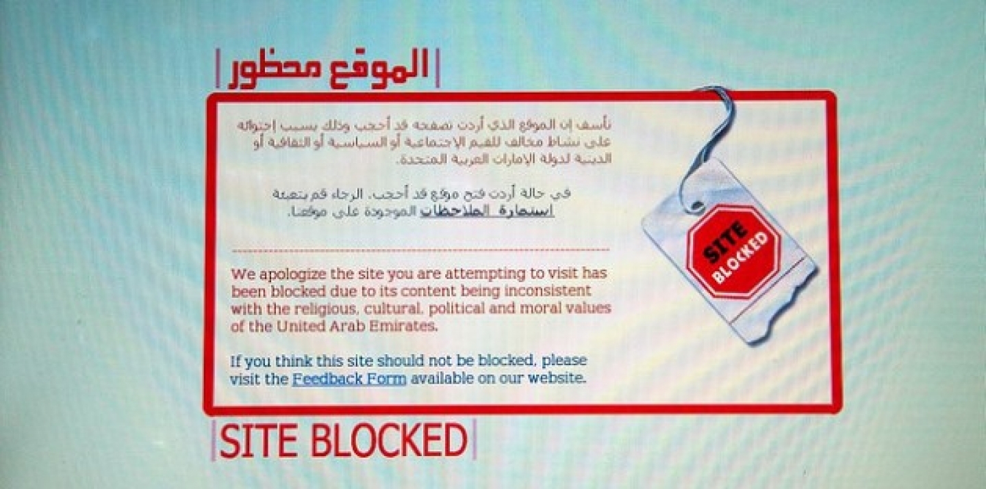 Blocked internet site notification from within the UAE. (Flickr Photo by David Reid, CC 2.0)
