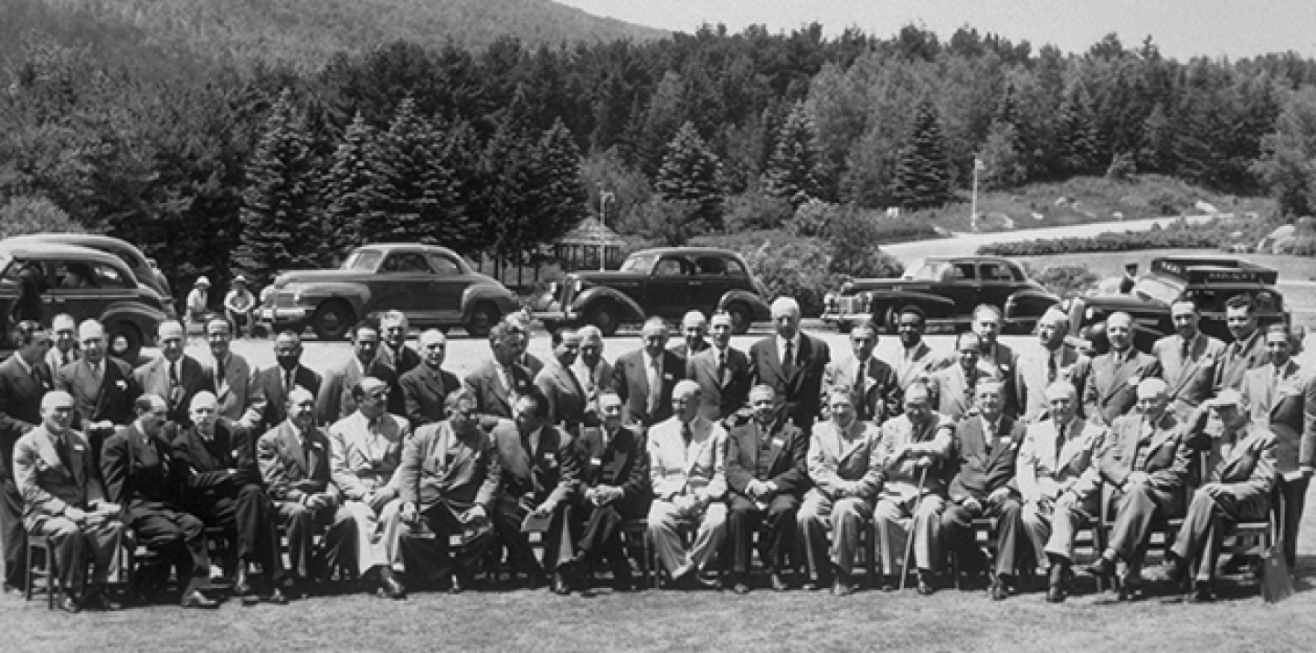 Pictured at the 1944 international monetary conference at Bretton Woods, N.H., are the chairs of each delegation. (AP Photo)
