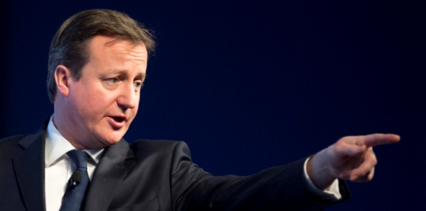 British Prime Minister David Cameron reacts during his speech at the 43rd Annual Meeting of the World Economic Forum, in Davos, Switzerland, on Jan. 24, 2013. (AP Photo/Anja Niedringhaus)