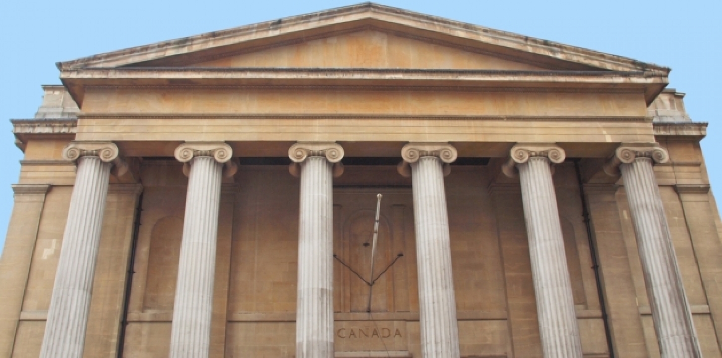Canada House in Trafalgar Square, London England UK (Shutterstock).