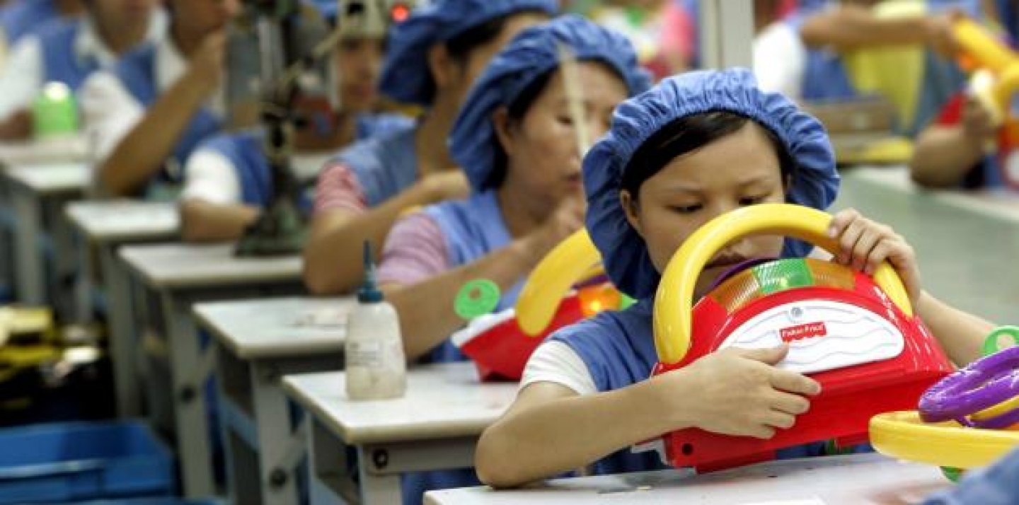 Workers assemble toy cars on the production line at a toy factory in Dongguan, China. Global manufacturers struggling with life-or-death pressures to control costs are finding that the legions of low-wage Chinese workers they rely on have limits. (AP Photo/Eugene Hoshiko, File)