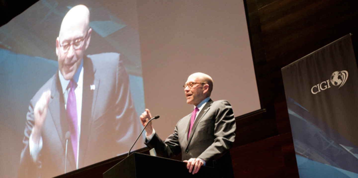 The U.S. ambassador to Canada, David Jacobson speaking at Signature Lecture Series
