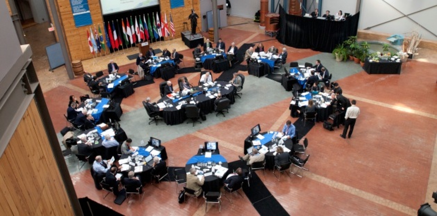 The CIGI Atrium during a conference in May 2011 (Lisa Malleck/CIGI Photo).