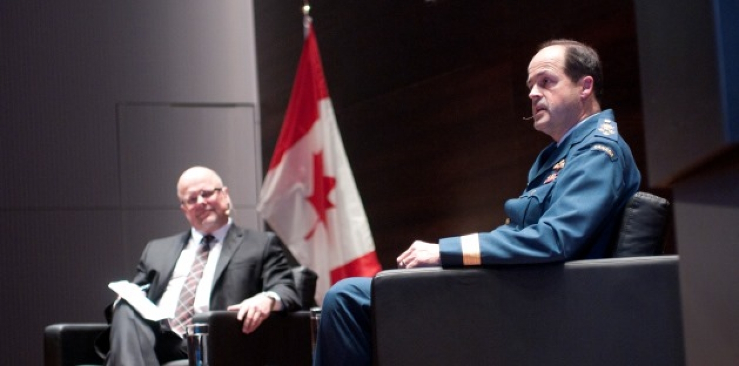 General Tom Lawson sits down to answer questions from the CIGI audience. (Lisa Malleck/CIGI)
