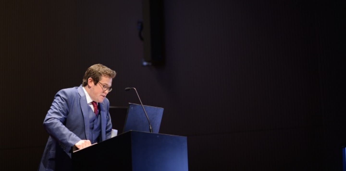James Wilsdon makes a point during his public lecture at CIGI. (Som Tsoi/CIGI)