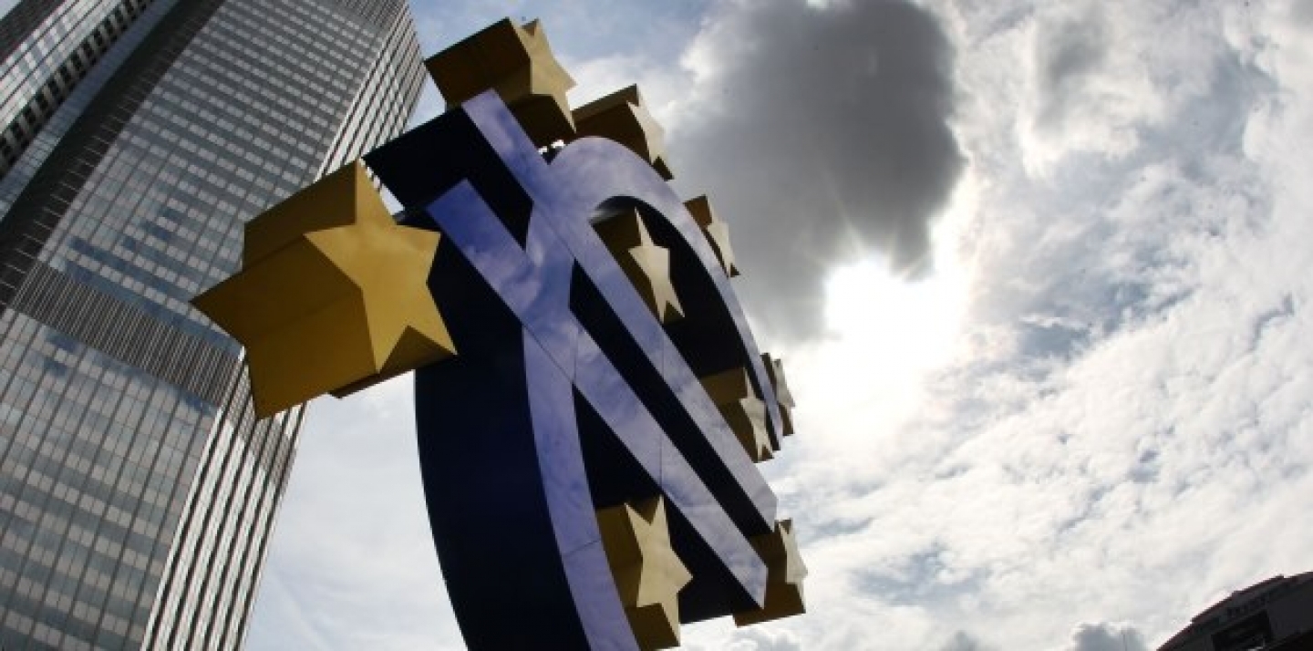 The euro sculpture stands in front of the headquarters of the European Central Bank, ECB, in Frankfurt, Germany. (AP Photo/Michael Probst, File)