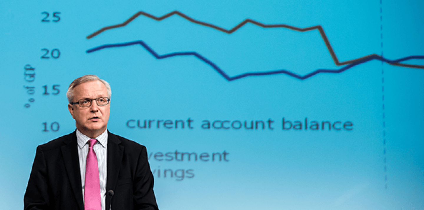European Commissioner for Economic and Monetary Affairs Olli Rehn addresses the media on rebalancing for sustainable growth, at the EU Commission headquarters in Brussels, Tuesday, Dec. 18, 2012. (AP Photo/Geert Vanden Wijngaert)