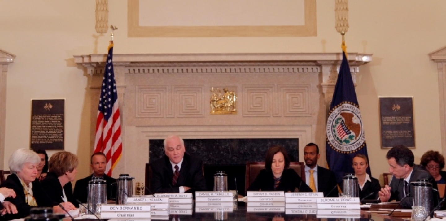 A meeting of the Federal Reserve Board of Governors at the Federal Reserve in Washington. (AP Photo/Charles Dharapak)
