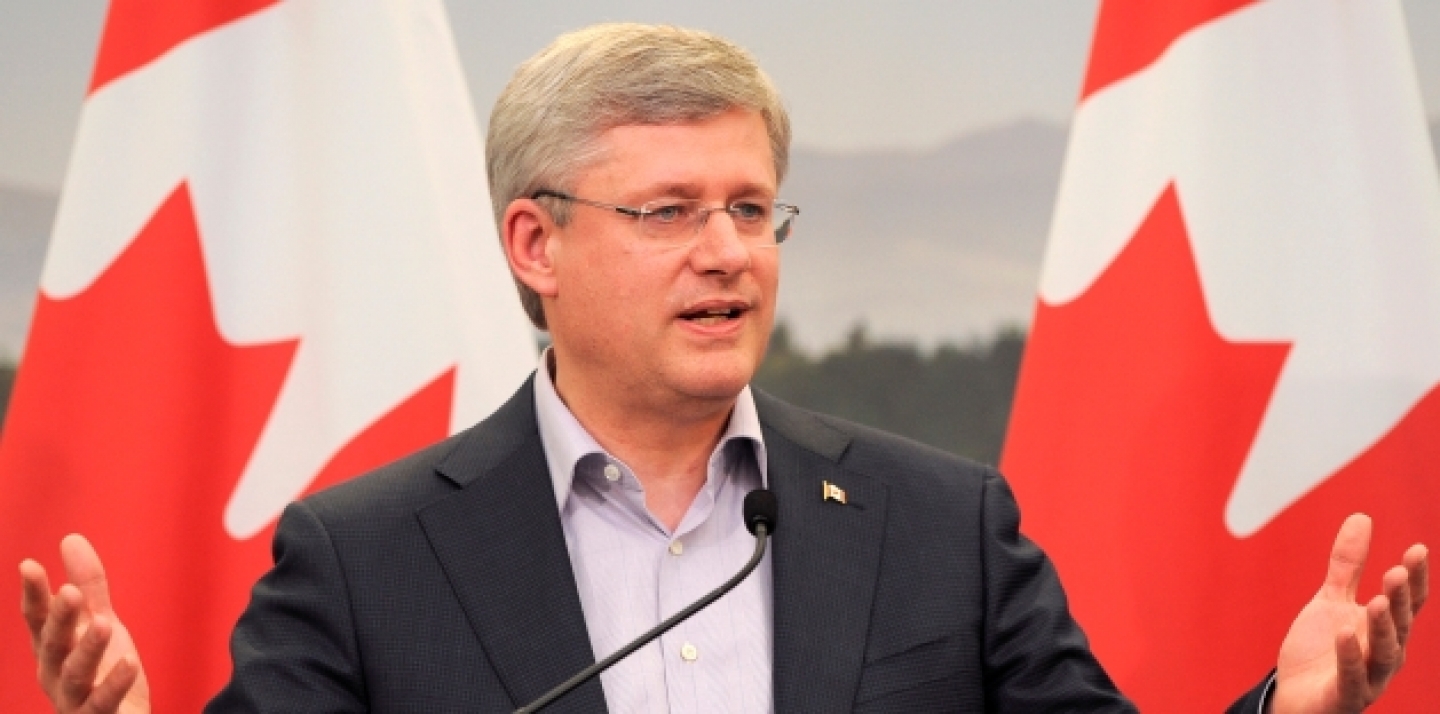 Canada's Prime Minister Stephen Harper speaks during a media conference during the G-8 summit, on Tuesday, June 18, 2013.