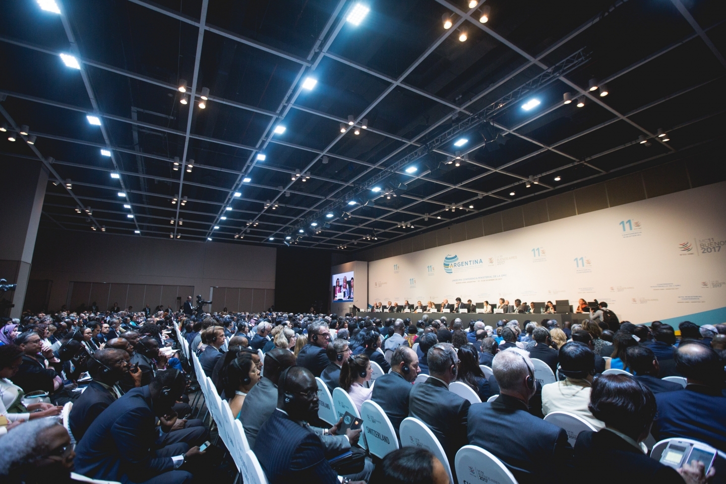 WTO members and observers gather at the Ministerial Conference closing ceremonies in Buenos Aires on December 13. (WTO Photo/Cuika Foto)