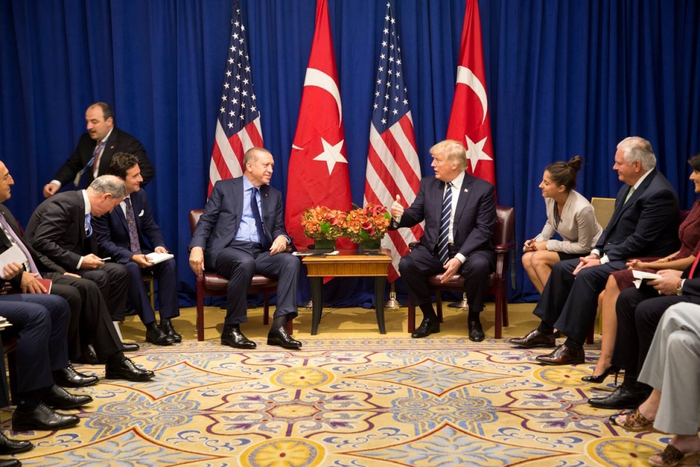 President Donald Trump and President Recep Tayyip Erdoğan of Turkey at the United Nations General Assembly (Official White House Photo by Shealah Craighead)