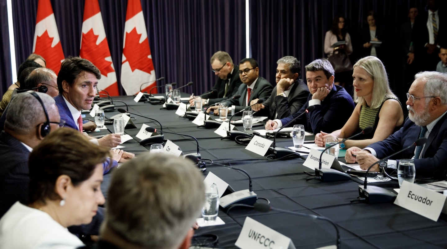 Prime Minister Justin Trudeau and Minister Catherine McKenna take part in the ministerial meeting on climate change in Montréal. (Photo by Office of the Prime Minister of Canada)