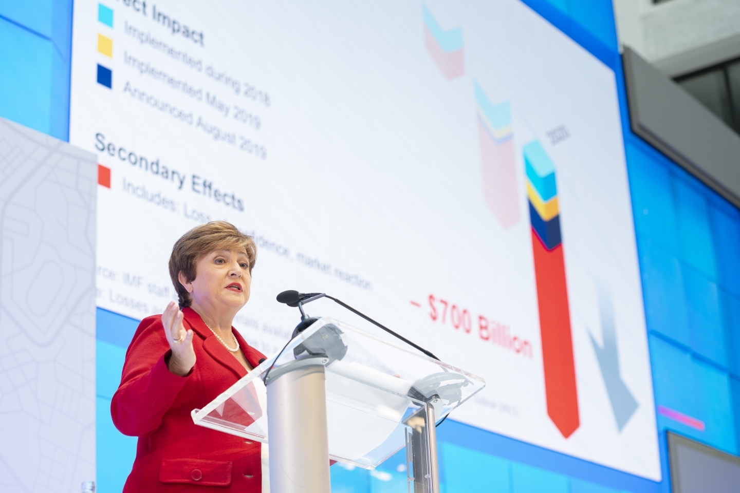 International Monetary Fund Managing Director Kristalina Georgieva speaks at the 2019 IMF Annual Meetings Curtain Raiser on October 8, 2019. (IMF Staff Photo/Stephen Jaffe)