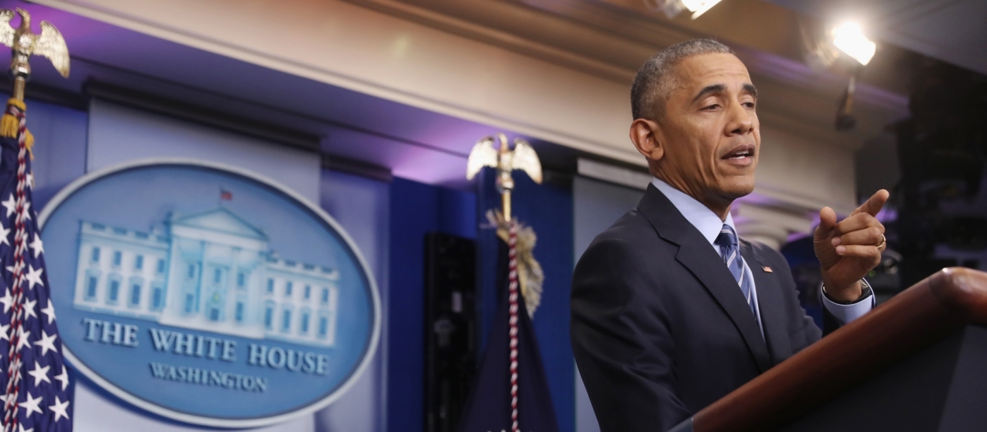 US President Barack Obama in the briefing room of the White House (AP Photo/Andrew Harnik)