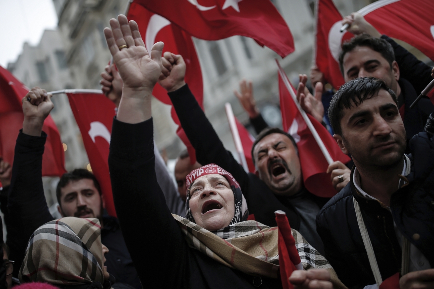 Protests outside the Dutch consulate in Istanbul (AP Photo/ Emrah Gurel)