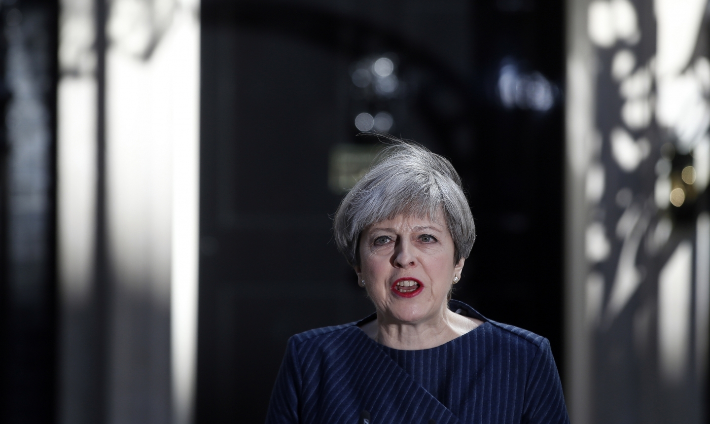 Theresa May announces a snap election outside 10 Downing Street in London (AP Photo/Alastair Grant)