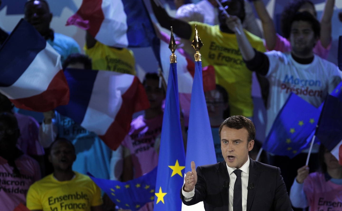 French independent centrist presidential candidate Emmanuel Macron (AP Photo/Christophe Ena)