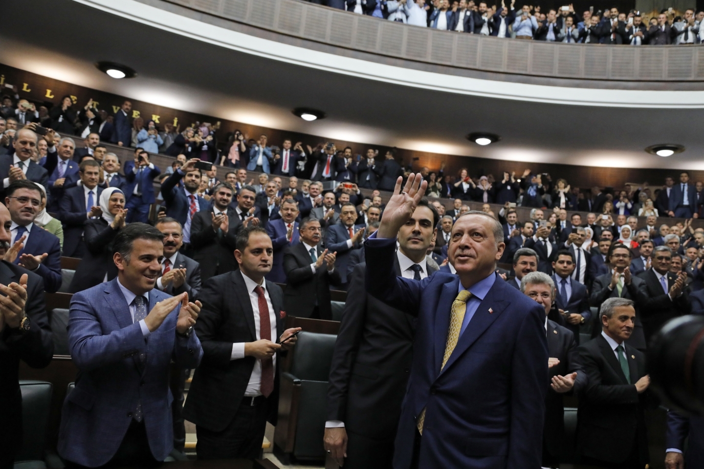 Turkey's President Erdogan gained new power following a 2017 referendum to place the president as both the head of state and of a political party. (AP Photo/Burhan Ozbilici)