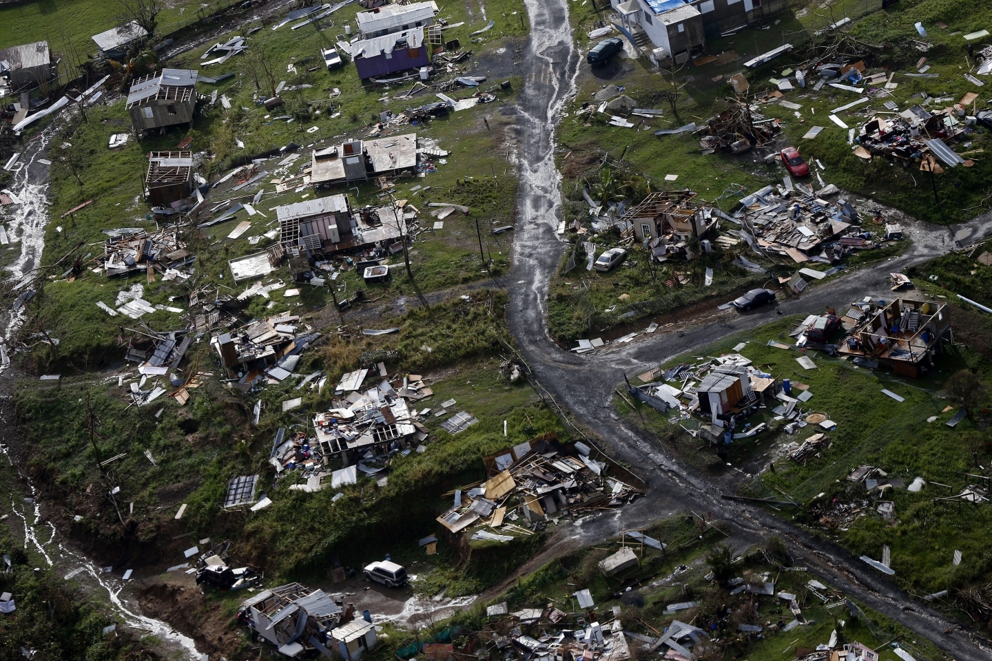 The aftermath of Hurricane Maria in Toa Alta, Puerto Rico, on Thursday, Sept. 28, 2017. (AP Photo/Gerald Herbert)