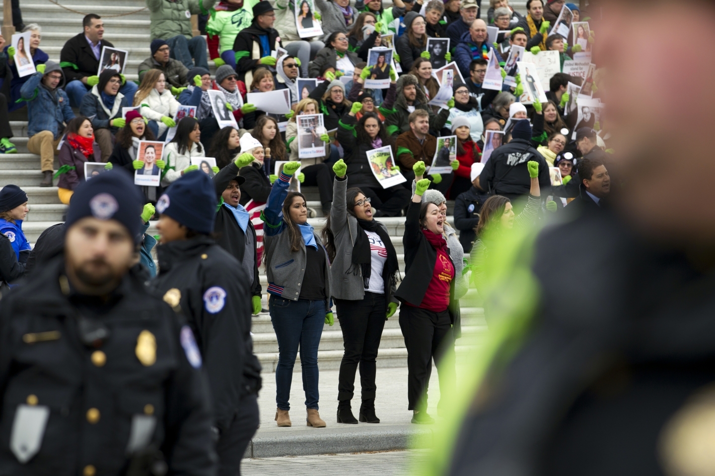 Demonstrators in Washington take part in a rally supporting of the Temporary Protected Status (TPS) and Deferred Action for Childhood Arrivals (DACA) programs on December 6, 2017. ( AP Photo/Jose Luis Magana)
